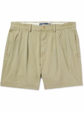 Polo by Ralph Lauren Khaki Pleated Cotton Chino Shorts 9” 38